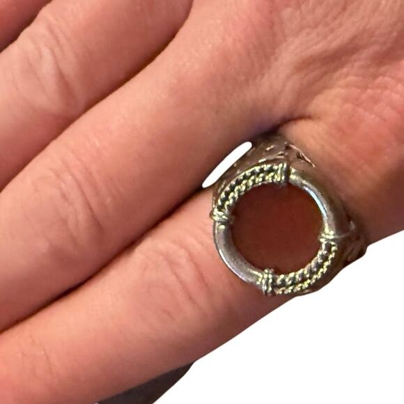 Vintage 925 Sterling Silver Carnelian Ring Filigree Boho Statement SZ.8 Courage - Picture 11 of 16